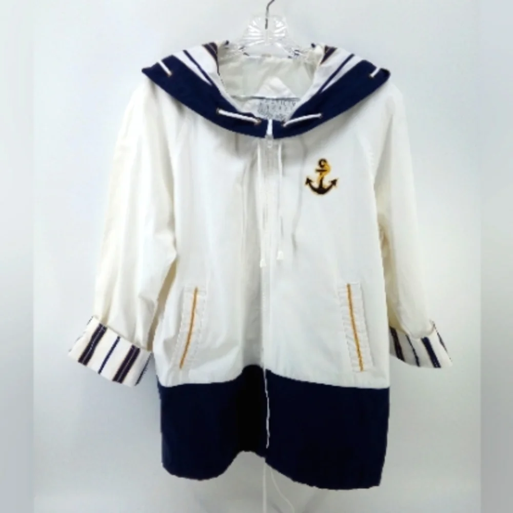 Nautical White and Navy Women's Jacket - Picture 1 of 14